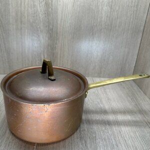 Vintage Paul Revere Cookware Copper Saucepan Brass Handle Limited Edition Patina
